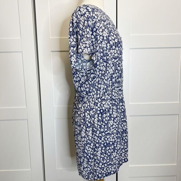 Rails Sophia Navy Camellia Blue White Mini Floral V-Neck Short Sleeve Romper L - Picture 3 of 5